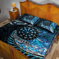 New Zealand Darts Personalised Quilt Bed Set Aotearoa Silver Fern Blue Papua Shell Spirit