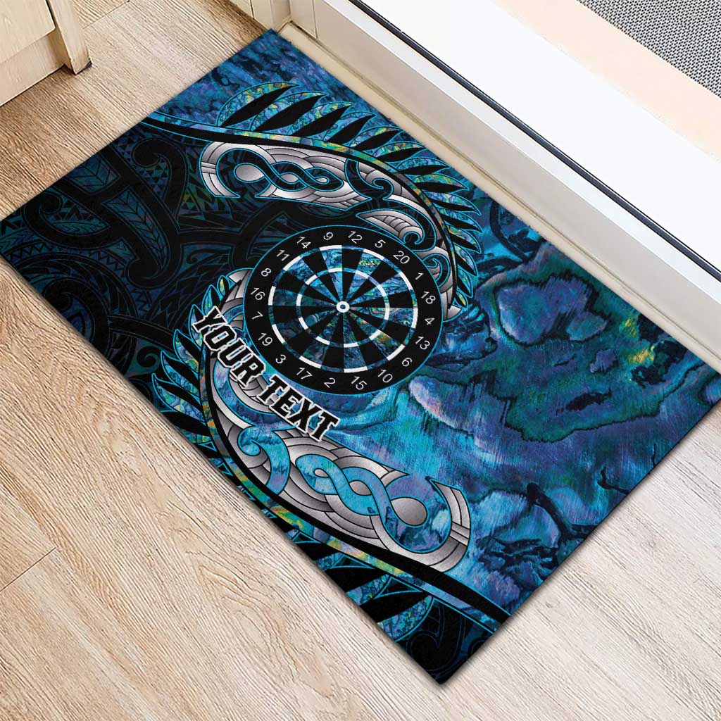 New Zealand Darts Personalised Rubber Doormat Aotearoa Silver Fern Blue Papua Shell Spirit