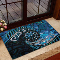 New Zealand Darts Personalised Rubber Doormat Aotearoa Silver Fern Blue Papua Shell Spirit