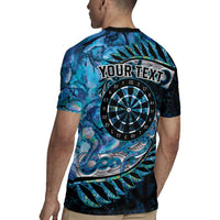 New Zealand Darts Personalised Rugby Jersey Aotearoa Silver Fern Blue Papua Shell Spirit