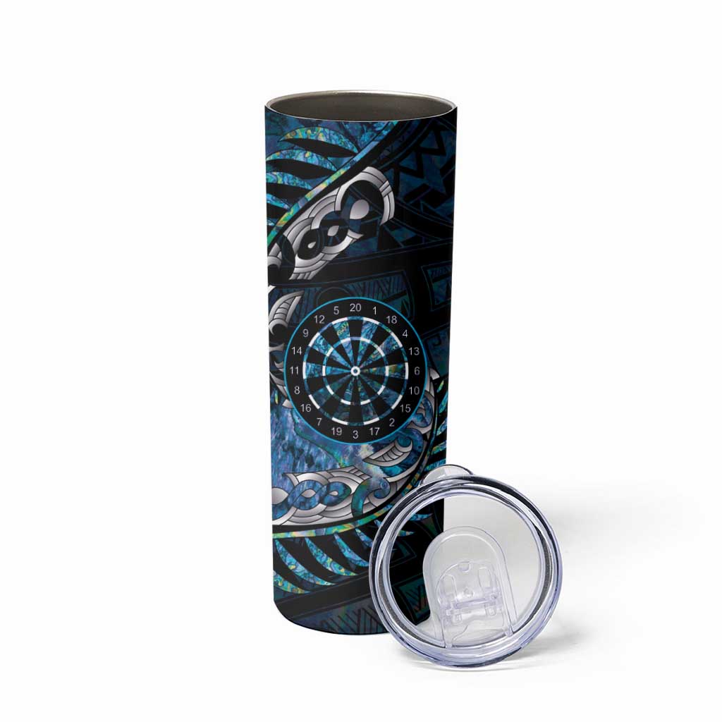 New Zealand Darts Personalised Skinny Tumbler Aotearoa Silver Fern Blue Papua Shell Spirit