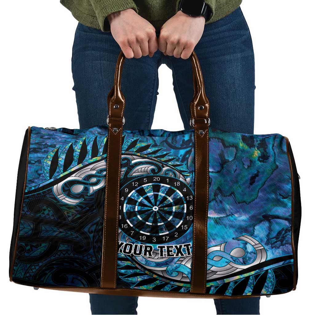 New Zealand Darts Personalised Travel Bag Aotearoa Silver Fern Blue Papua Shell Spirit - Polynesian Pride