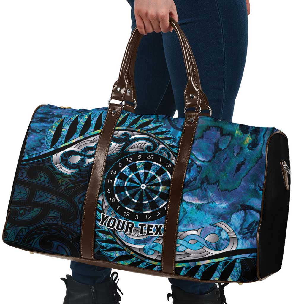 New Zealand Darts Personalised Travel Bag Aotearoa Silver Fern Blue Papua Shell Spirit - Polynesian Pride