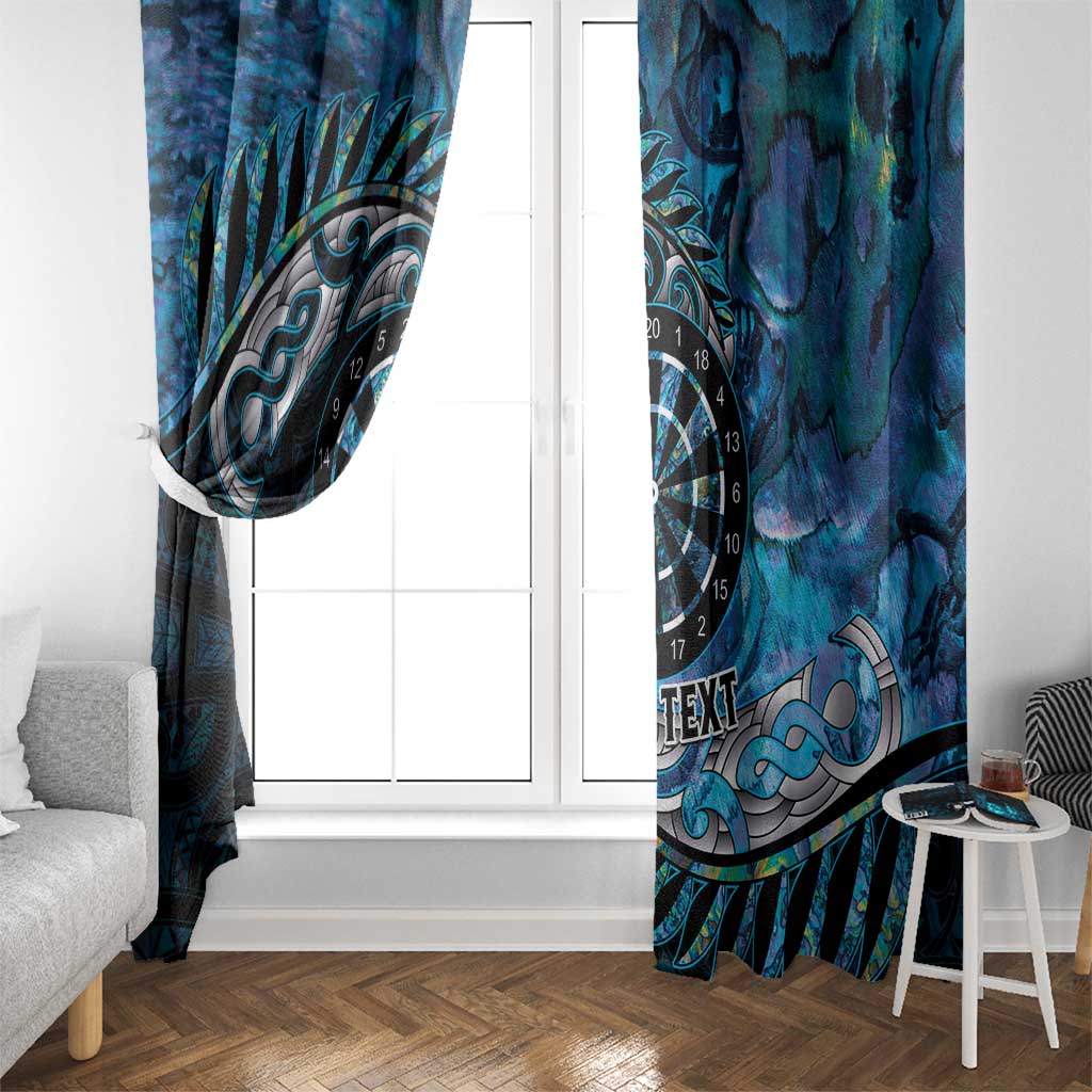 New Zealand Darts Personalised Window Curtain Aotearoa Silver Fern Blue Papua Shell Spirit