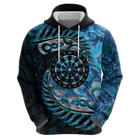 New Zealand Darts Personalised Zip Hoodie Aotearoa Silver Fern Blue Papua Shell Spirit LT9 - Polynesian Pride