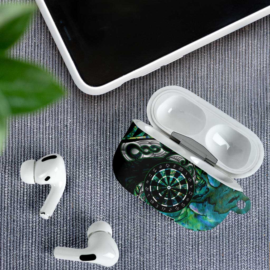 New Zealand Darts Personalised AirPods Case Aotearoa Silver Fern Green Papua Shell Spirit - Polynesian Pride