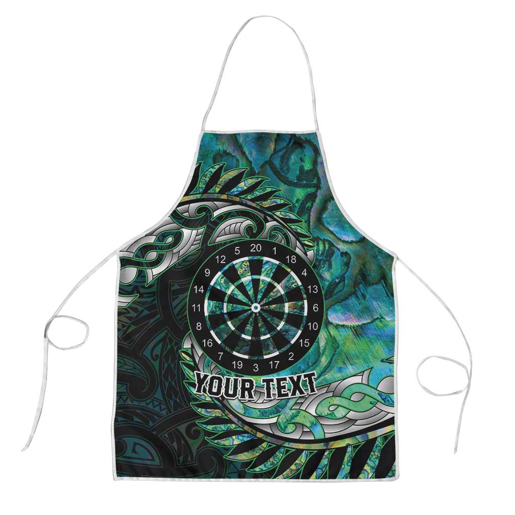 New Zealand Darts Personalised Apron Aotearoa Silver Fern Green Papua Shell Spirit - Polynesian Pride