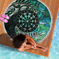 New Zealand Darts Personalised Beach Blanket Aotearoa Silver Fern Green Papua Shell Spirit