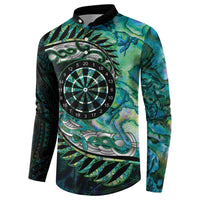 New Zealand Darts Personalised Button Sweatshirt Aotearoa Silver Fern Green Papua Shell Spirit