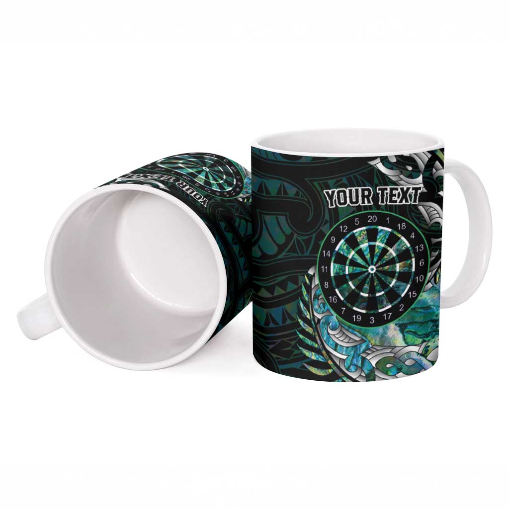 New Zealand Darts Personalised Ceramic Mug Aotearoa Silver Fern Green Papua Shell Spirit - Polynesian Pride