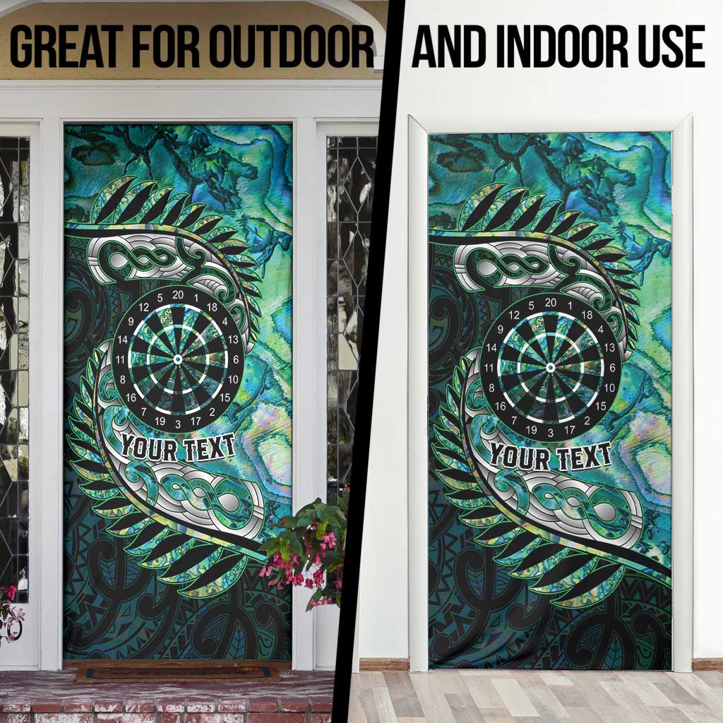 New Zealand Darts Personalised Door Cover Aotearoa Silver Fern Green Papua Shell Spirit - Polynesian Pride