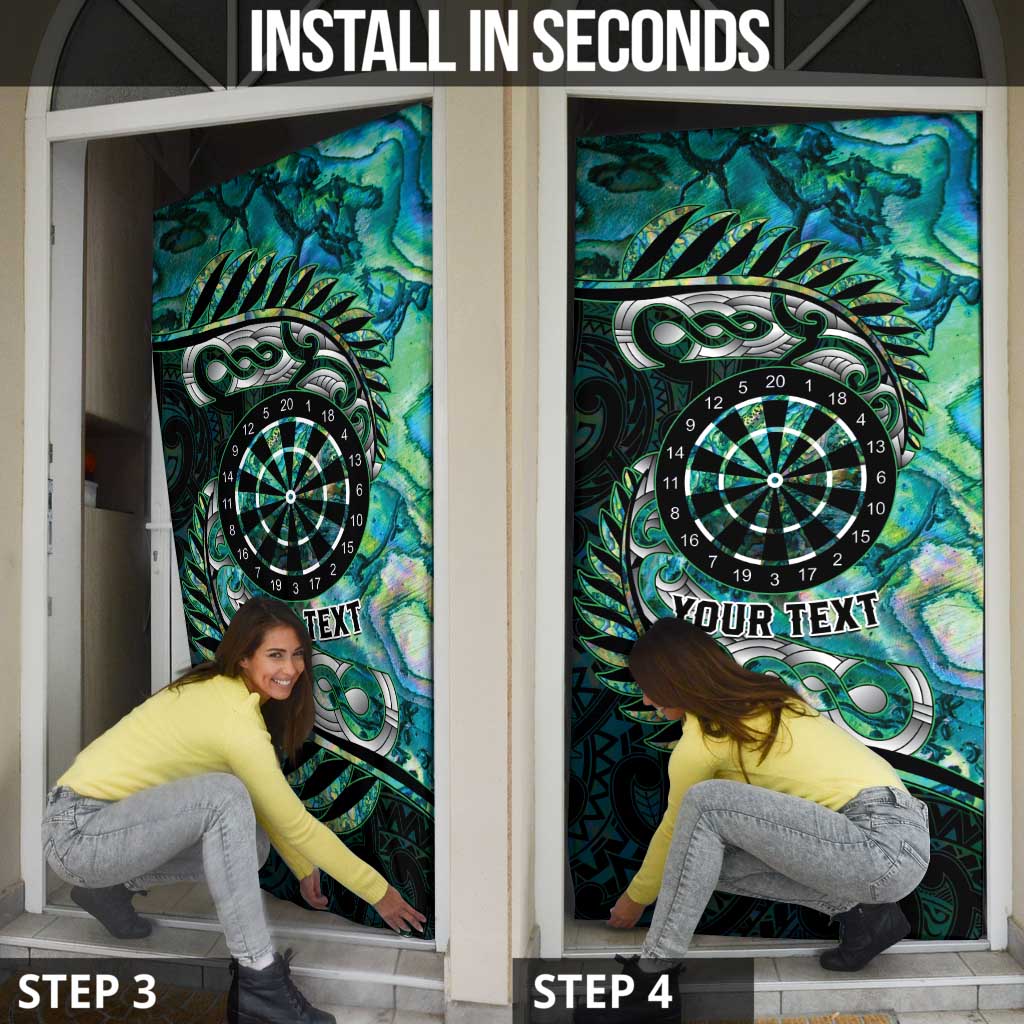 New Zealand Darts Personalised Door Cover Aotearoa Silver Fern Green Papua Shell Spirit - Polynesian Pride
