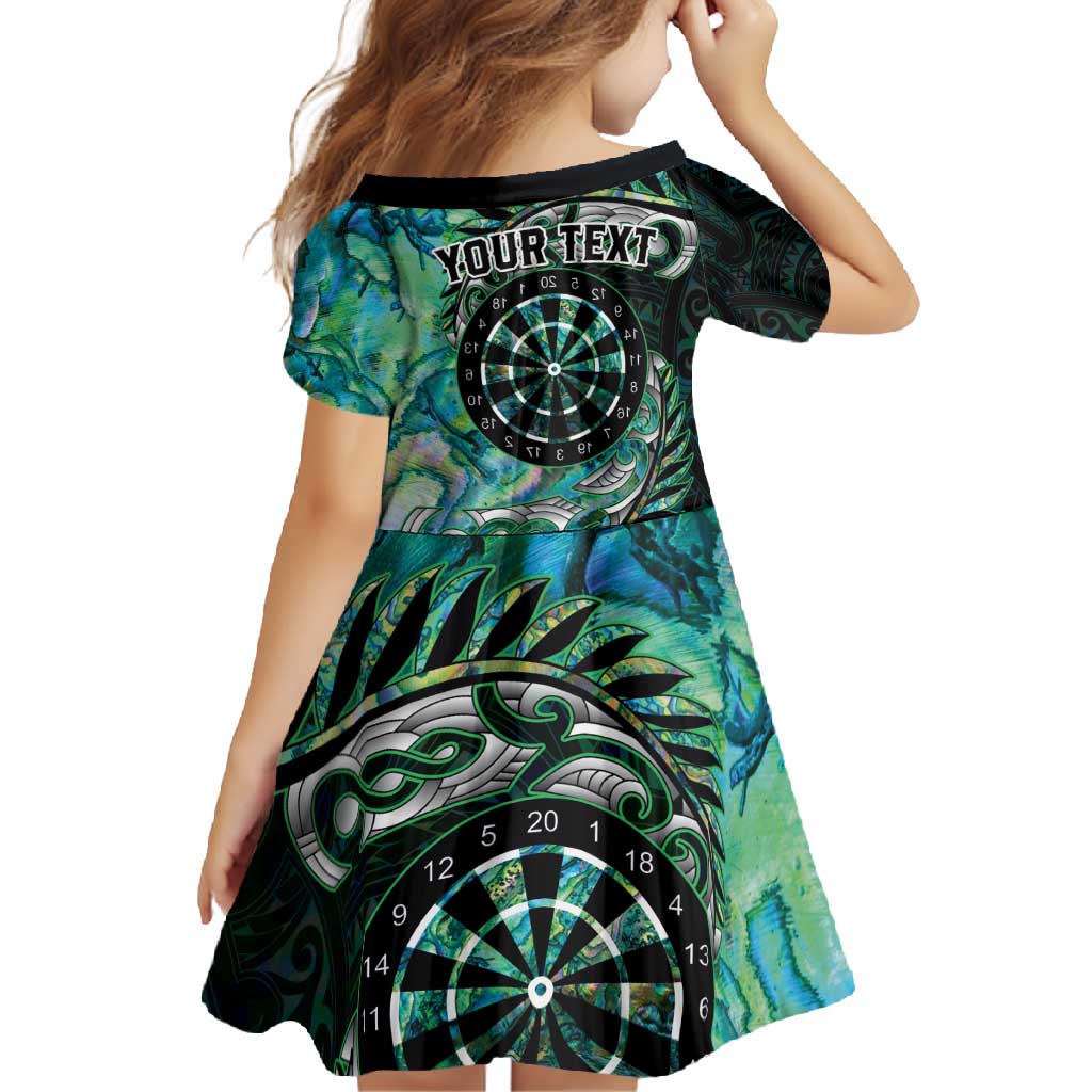 New Zealand Darts Personalised Family Matching Long Sleeve Bodycon Dress and Hawaiian Shirt Aotearoa Silver Fern Green Papua Shell Spirit