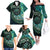 New Zealand Darts Personalised Family Matching Off The Shoulder Long Sleeve Dress and Hawaiian Shirt Aotearoa Silver Fern Green Papua Shell Spirit