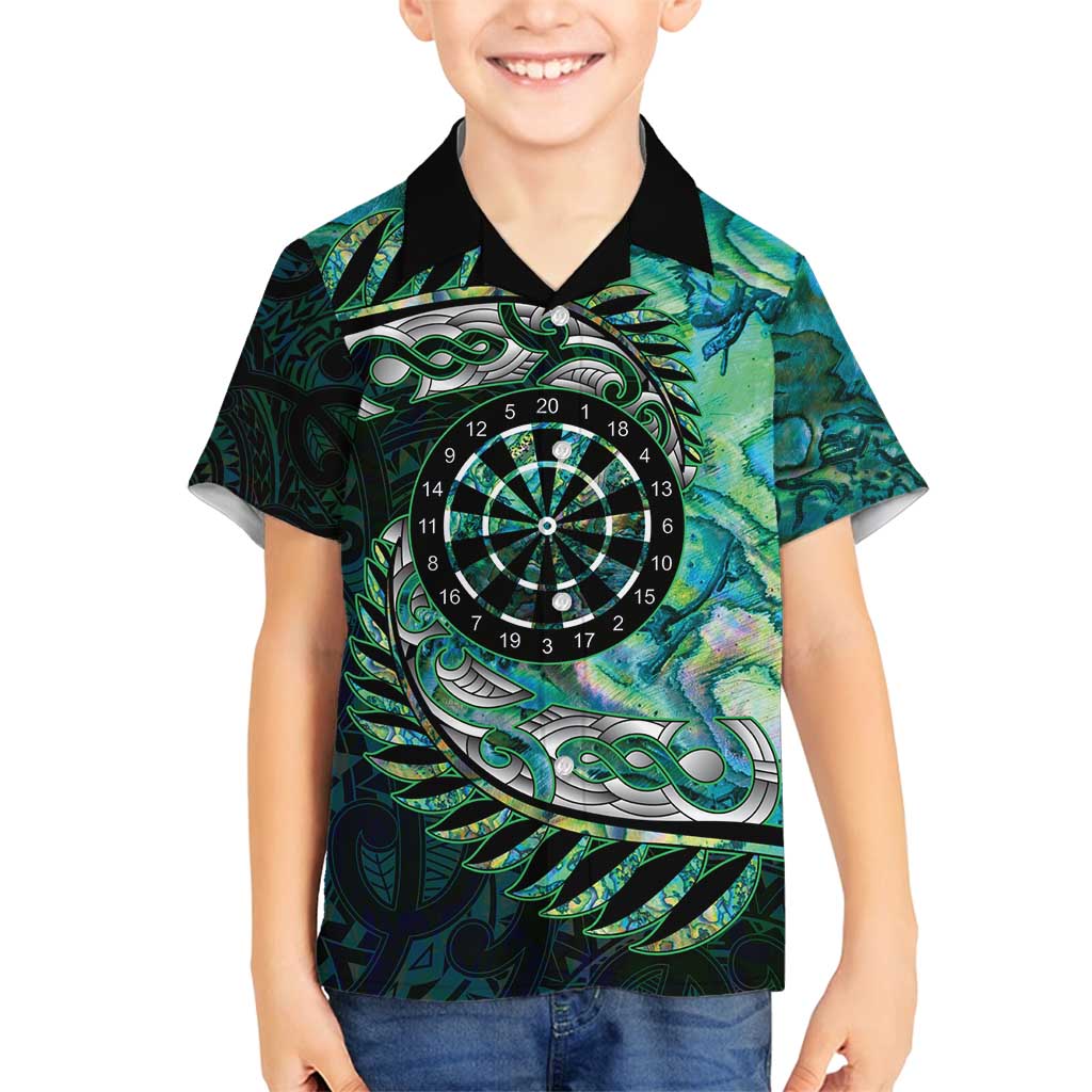 New Zealand Darts Personalised Family Matching Summer Maxi Dress and Hawaiian Shirt Aotearoa Silver Fern Green Papua Shell Spirit