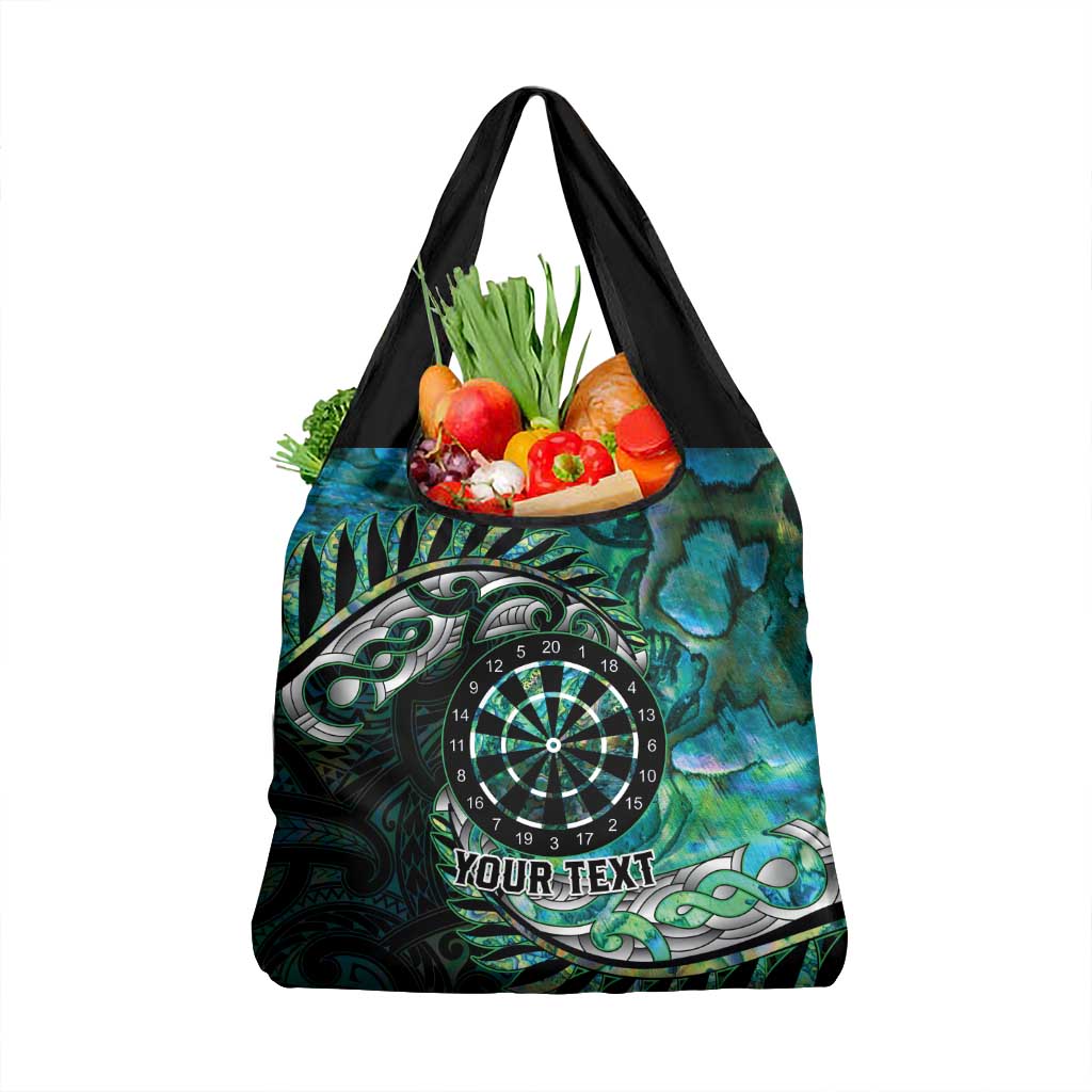 New Zealand Darts Personalised Grocery Bag Aotearoa Silver Fern Green Papua Shell Spirit