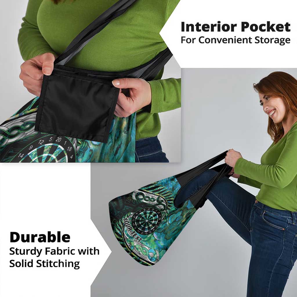 New Zealand Darts Personalised Grocery Bag Aotearoa Silver Fern Green Papua Shell Spirit