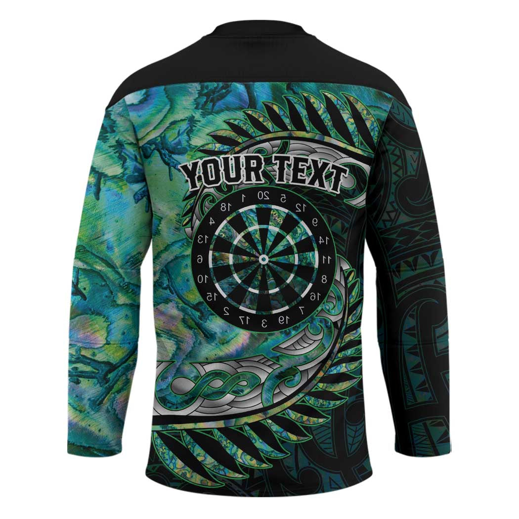 New Zealand Darts Personalised Hockey Jersey Aotearoa Silver Fern Green Papua Shell Spirit - Polynesian Pride