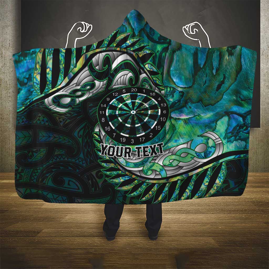 New Zealand Darts Personalised Hooded Blanket Aotearoa Silver Fern Green Papua Shell Spirit