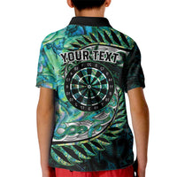 New Zealand Darts Personalised Kid Polo Shirt Aotearoa Silver Fern Green Papua Shell Spirit
