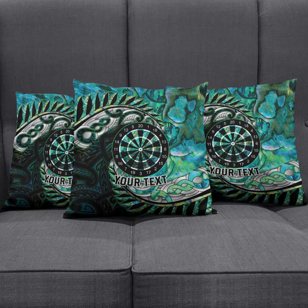 New Zealand Darts Personalised Pillow Cover Aotearoa Silver Fern Green Papua Shell Spirit - Polynesian Pride