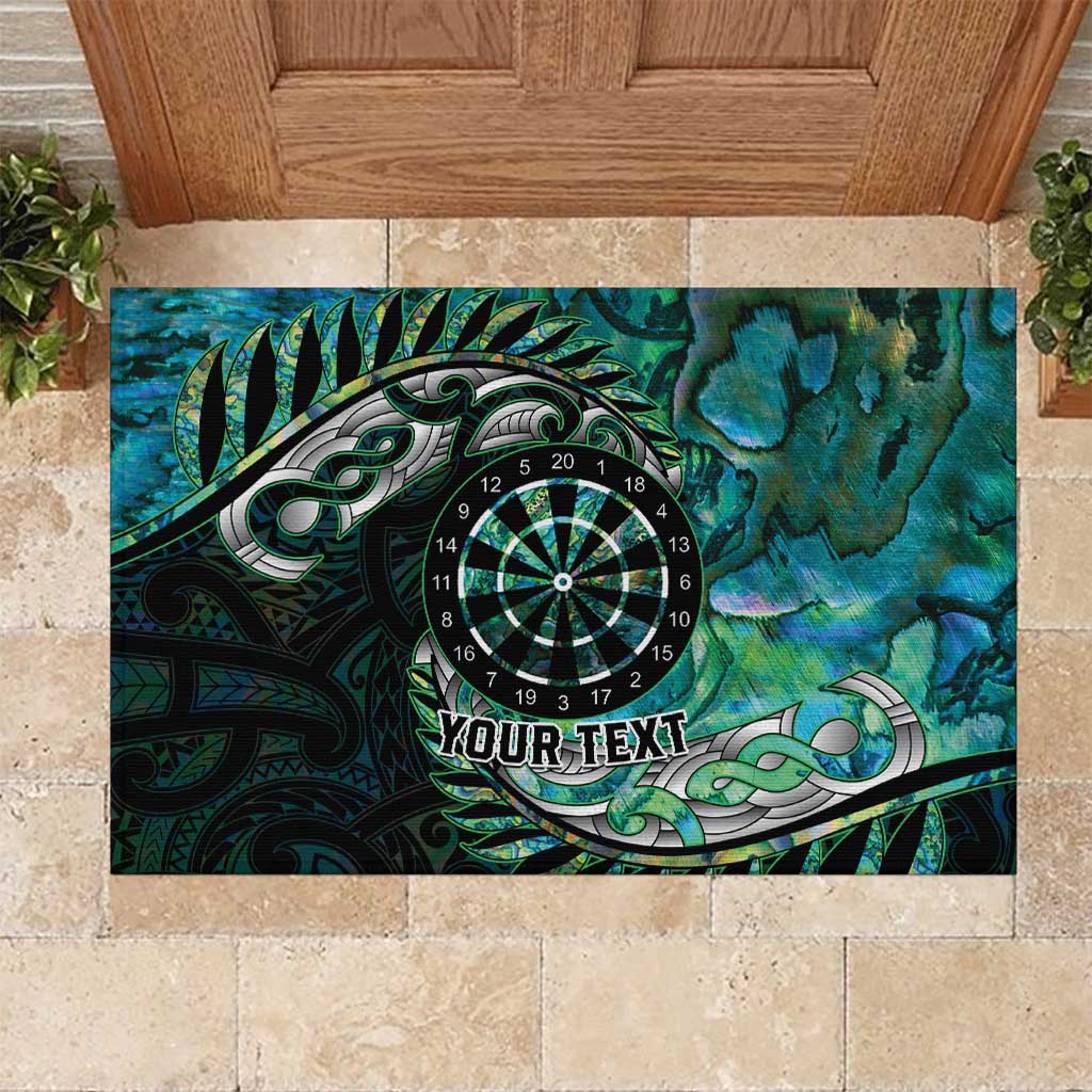 New Zealand Darts Personalised Rubber Doormat Aotearoa Silver Fern Green Papua Shell Spirit