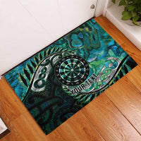 New Zealand Darts Personalised Rubber Doormat Aotearoa Silver Fern Green Papua Shell Spirit