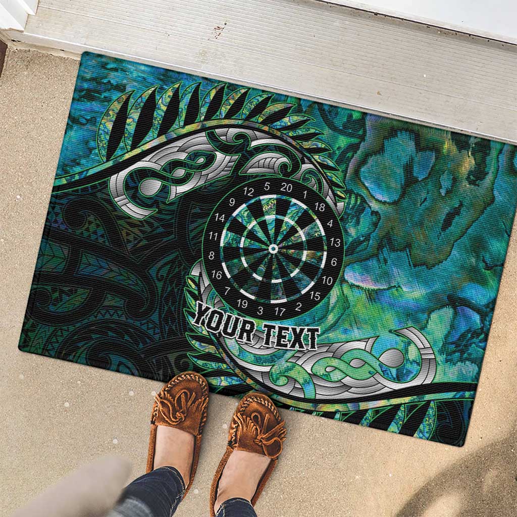 New Zealand Darts Personalised Rubber Doormat Aotearoa Silver Fern Green Papua Shell Spirit