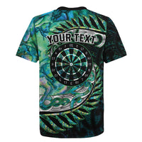 New Zealand Darts Personalised Rugby Jersey Aotearoa Silver Fern Green Papua Shell Spirit