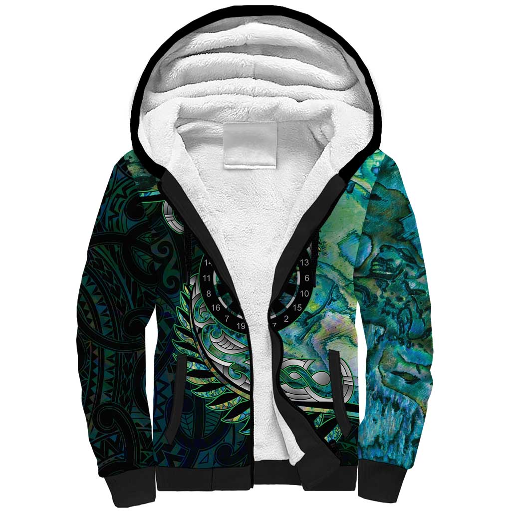 New Zealand Darts Personalised Sherpa Hoodie Aotearoa Silver Fern Green Papua Shell Spirit