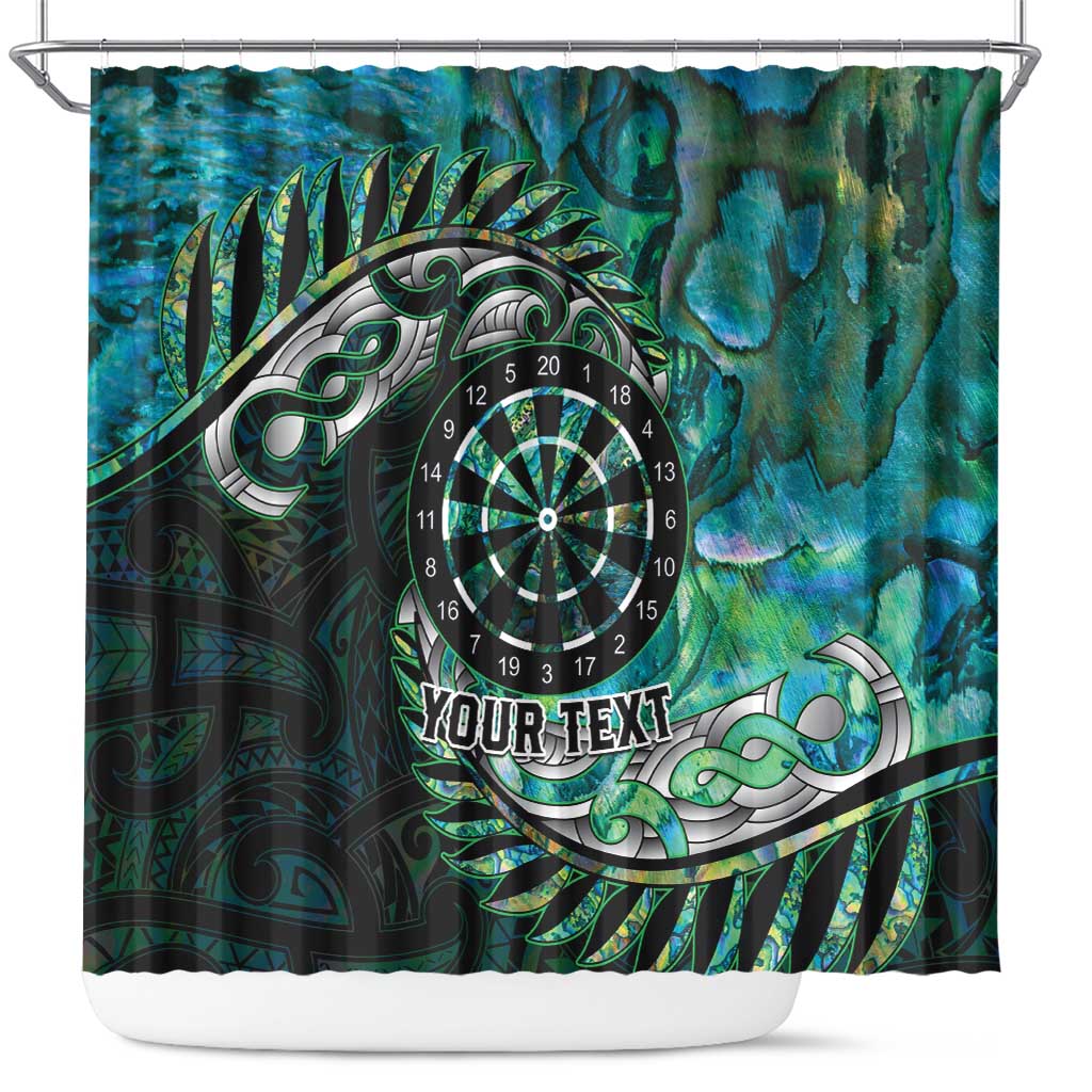 New Zealand Darts Personalised Shower Curtain Aotearoa Silver Fern Green Papua Shell Spirit