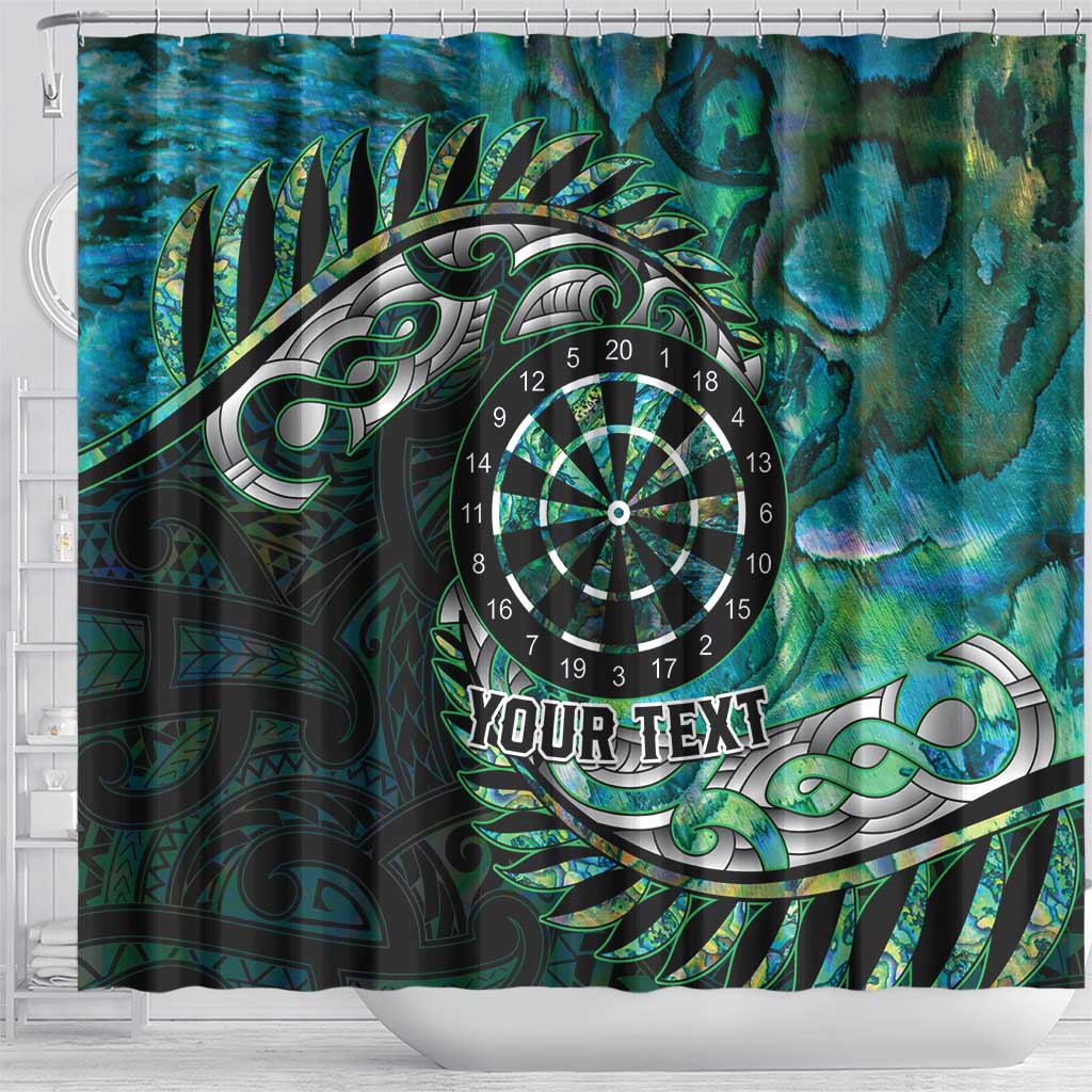 New Zealand Darts Personalised Shower Curtain Aotearoa Silver Fern Green Papua Shell Spirit