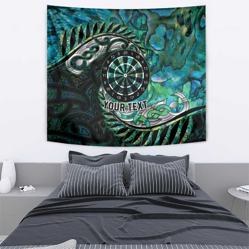 New Zealand Darts Personalised Tapestry Aotearoa Silver Fern Green Papua Shell Spirit
