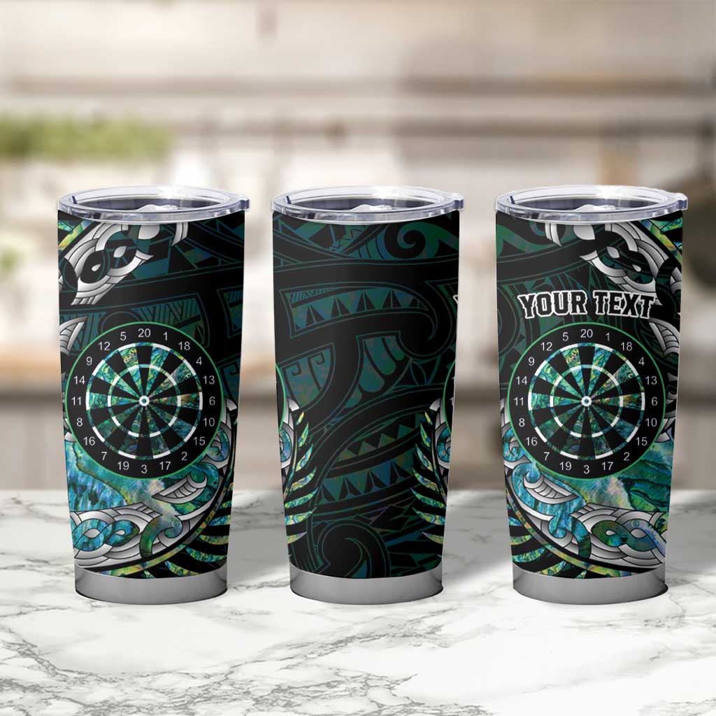 New Zealand Darts Personalised Tumbler Cup Aotearoa Silver Fern Green Papua Shell Spirit