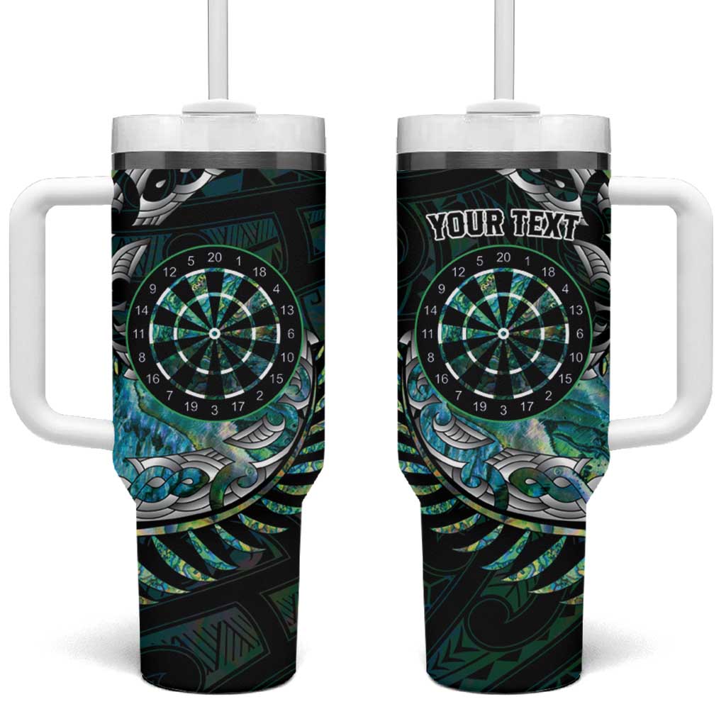 New Zealand Darts Personalised Tumbler With Handle Aotearoa Silver Fern Green Papua Shell Spirit