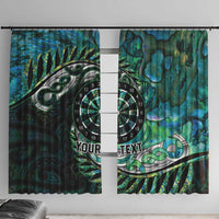 New Zealand Darts Personalised Window Curtain Aotearoa Silver Fern Green Papua Shell Spirit