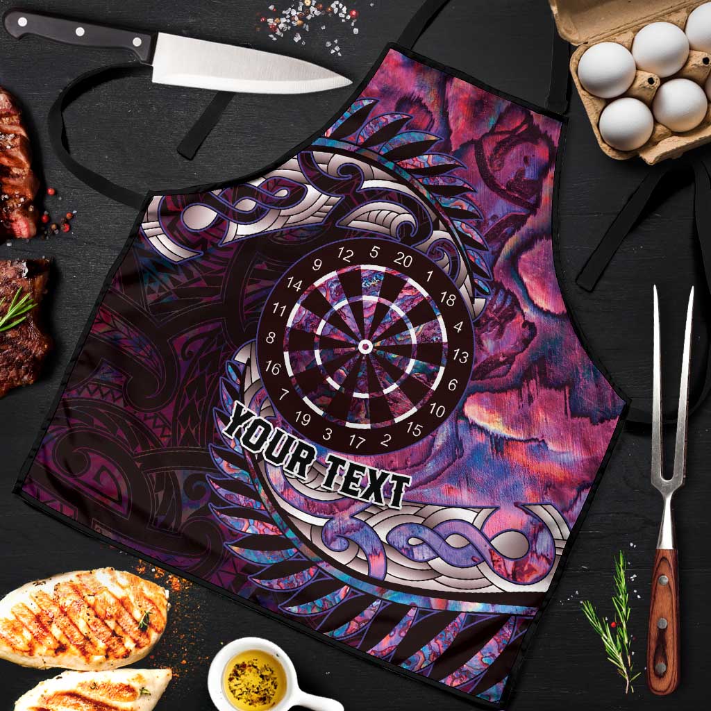 New Zealand Darts Personalised Apron Aotearoa Silver Fern Pink Papua Shell Spirit - Polynesian Pride