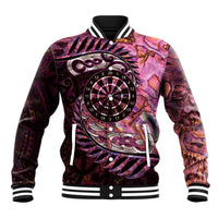 New Zealand Darts Personalised Baseball Jacket Aotearoa Silver Fern Pink Papua Shell Spirit