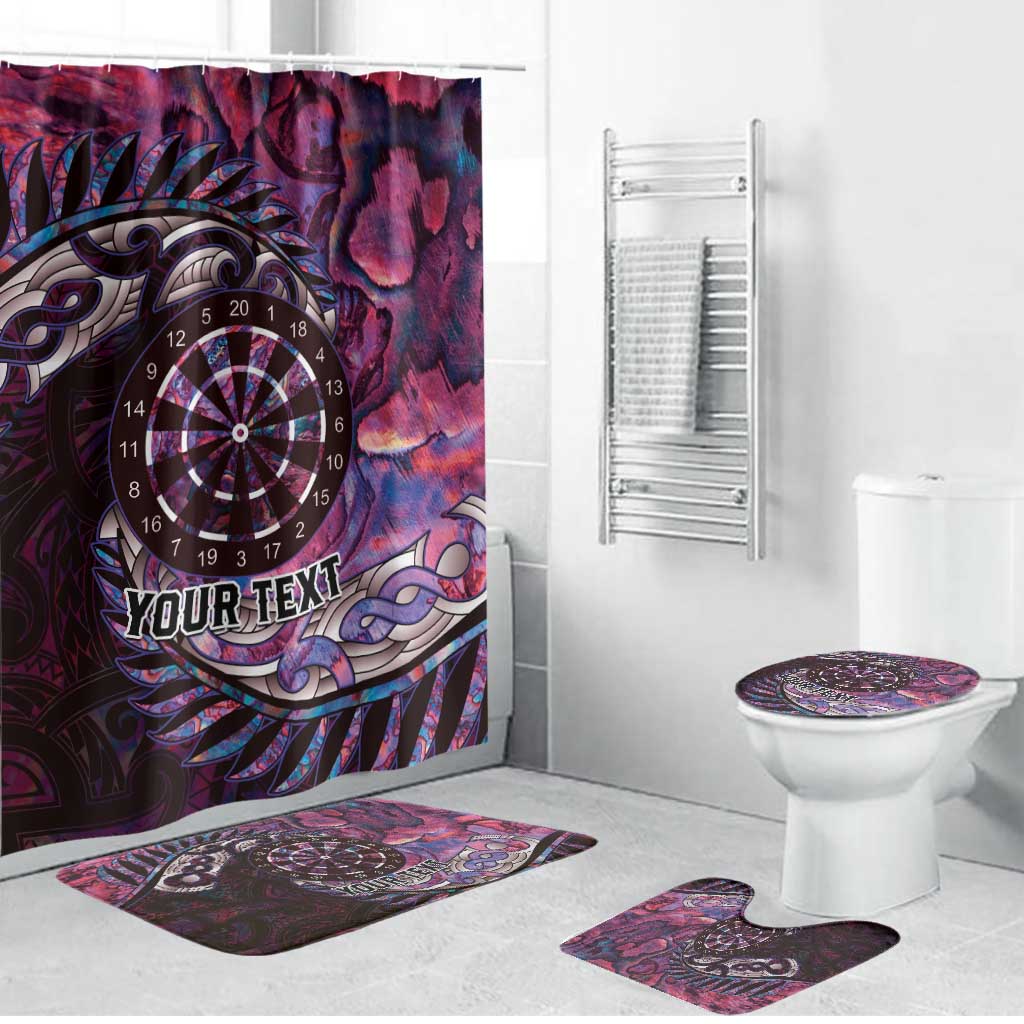 New Zealand Darts Personalised Bathroom Set Aotearoa Silver Fern Pink Papua Shell Spirit - Polynesian Pride