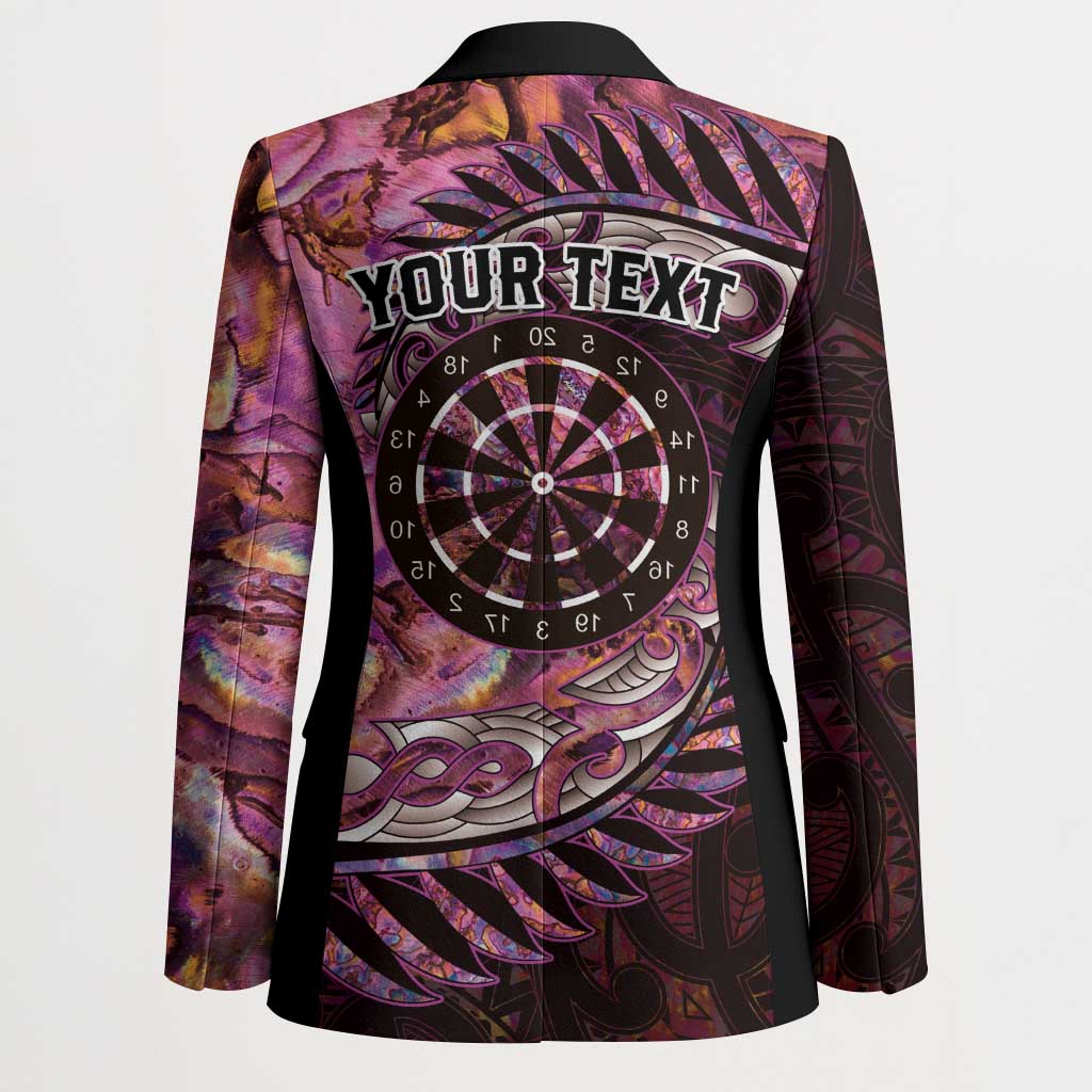 New Zealand Darts Personalised Blazer Aotearoa Silver Fern Pink Papua Shell Spirit - Polynesian Pride