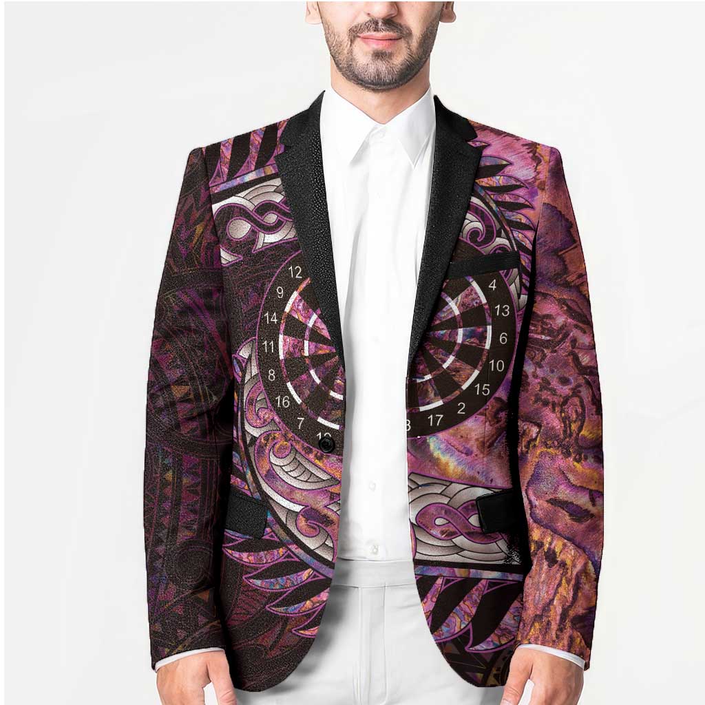 New Zealand Darts Personalised Blazer Aotearoa Silver Fern Pink Papua Shell Spirit - Polynesian Pride