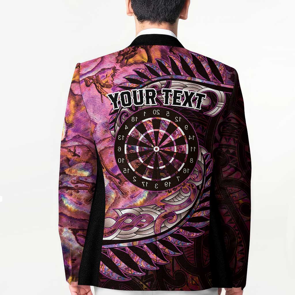 New Zealand Darts Personalised Blazer Aotearoa Silver Fern Pink Papua Shell Spirit - Polynesian Pride