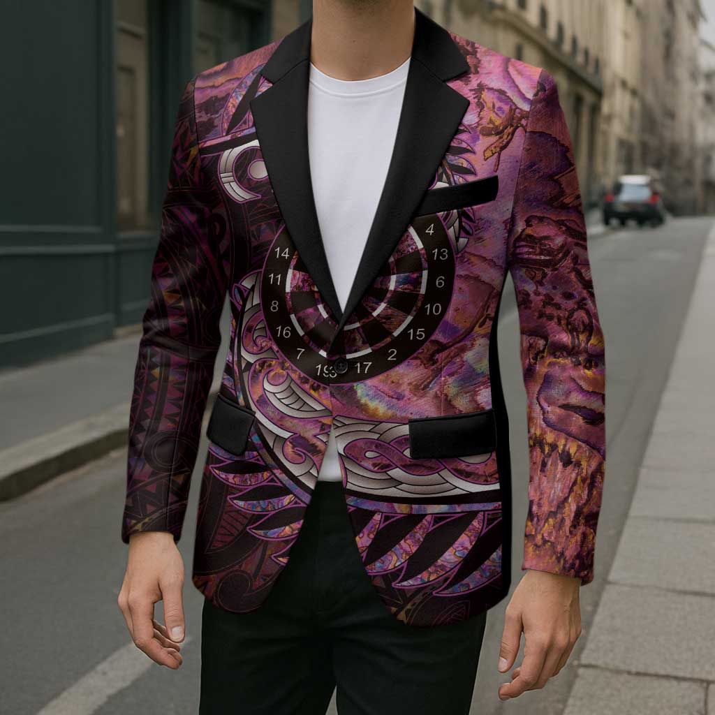 New Zealand Darts Personalised Blazer Aotearoa Silver Fern Pink Papua Shell Spirit - Polynesian Pride