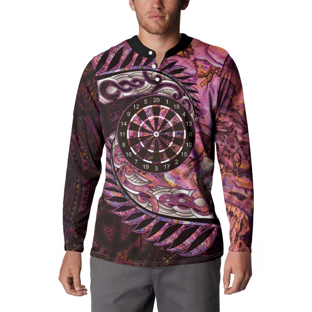 New Zealand Darts Personalised Button Sweatshirt Aotearoa Silver Fern Pink Papua Shell Spirit