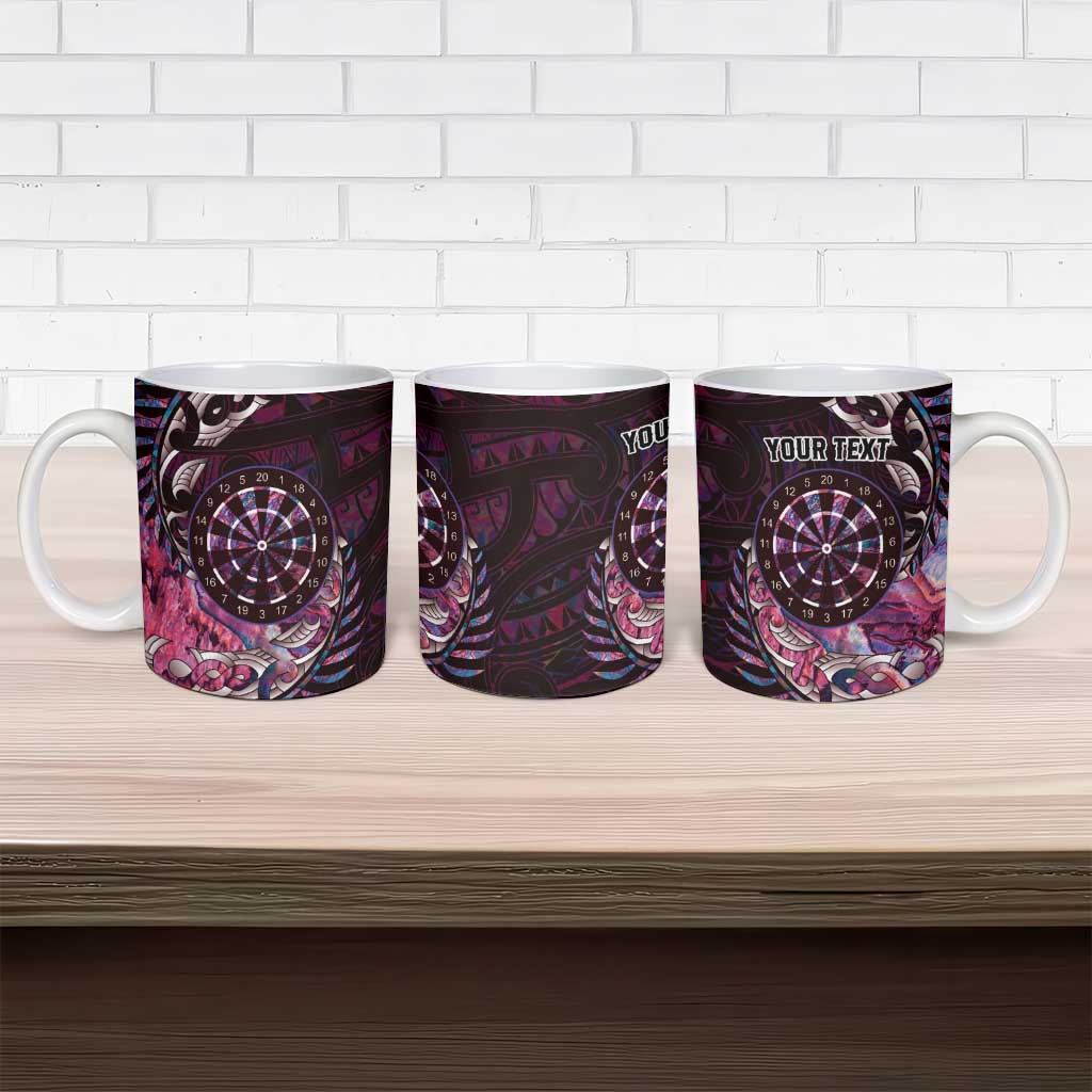 New Zealand Darts Personalised Ceramic Mug Aotearoa Silver Fern Pink Papua Shell Spirit - Polynesian Pride