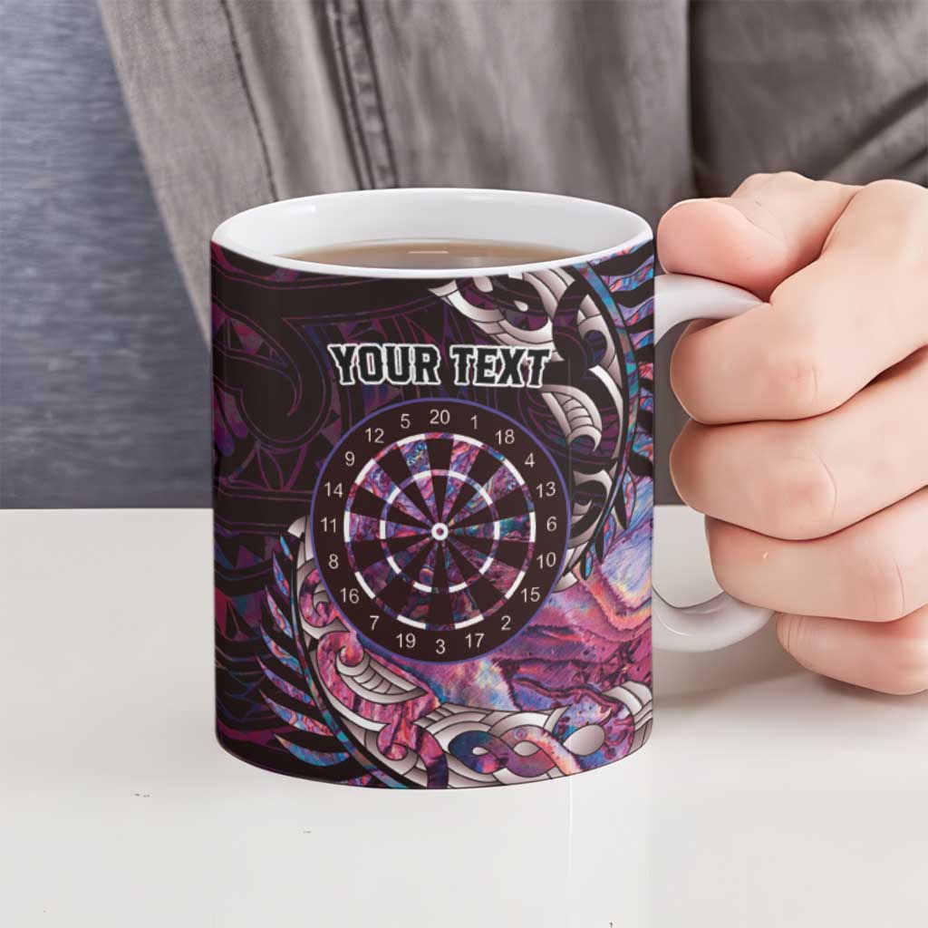New Zealand Darts Personalised Ceramic Mug Aotearoa Silver Fern Pink Papua Shell Spirit - Polynesian Pride
