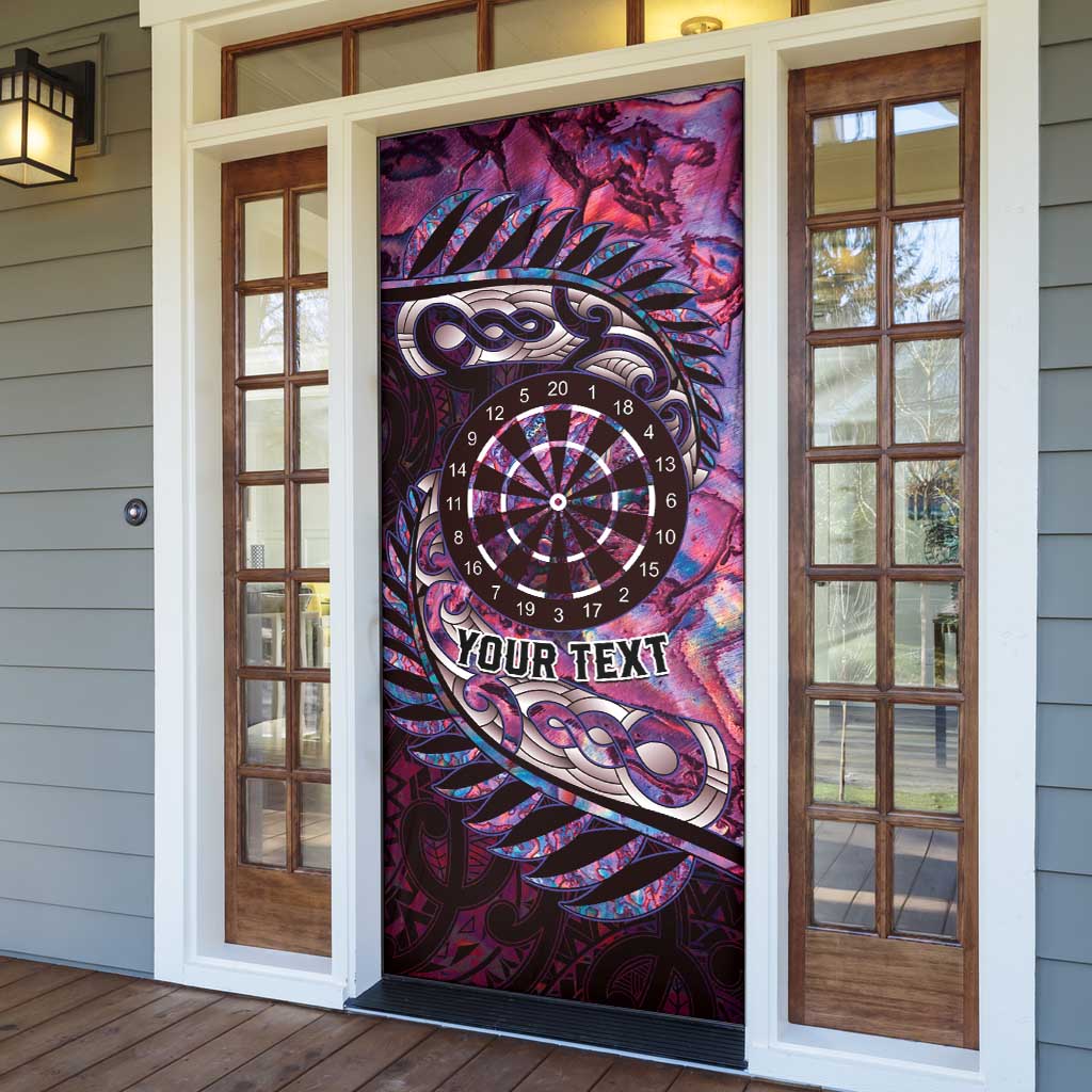 New Zealand Darts Personalised Door Cover Aotearoa Silver Fern Pink Papua Shell Spirit - Polynesian Pride