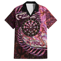 New Zealand Darts Personalised Family Matching Off Shoulder Short Dress and Hawaiian Shirt Aotearoa Silver Fern Pink Papua Shell Spirit
