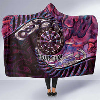 New Zealand Darts Personalised Hooded Blanket Aotearoa Silver Fern Pink Papua Shell Spirit