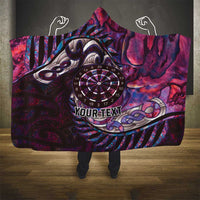 New Zealand Darts Personalised Hooded Blanket Aotearoa Silver Fern Pink Papua Shell Spirit